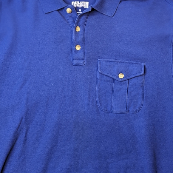 Duluth Trading Co Men size medium Long Sleeve Polo Shirt Royal Blue Reinforce - Picture 10 of 15